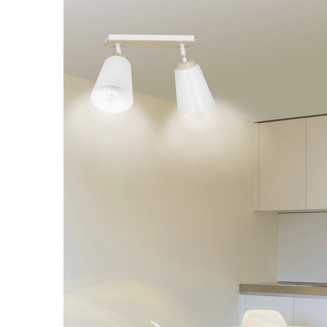 Loftlampe ATLAS 2 - Hvid / Træ - Nordic Unique