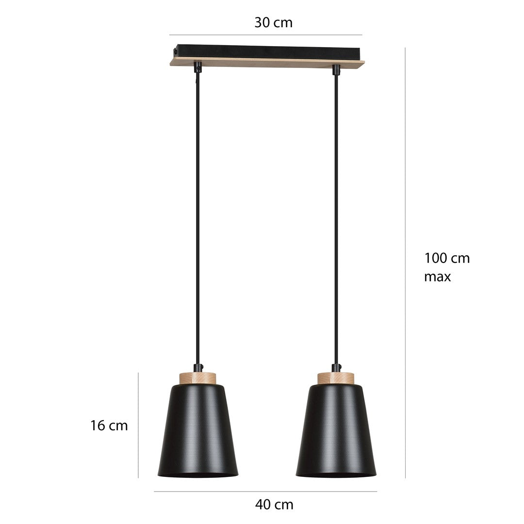 Loftlampe BOLERO 2 - Sort / Træ - Nordic Unique