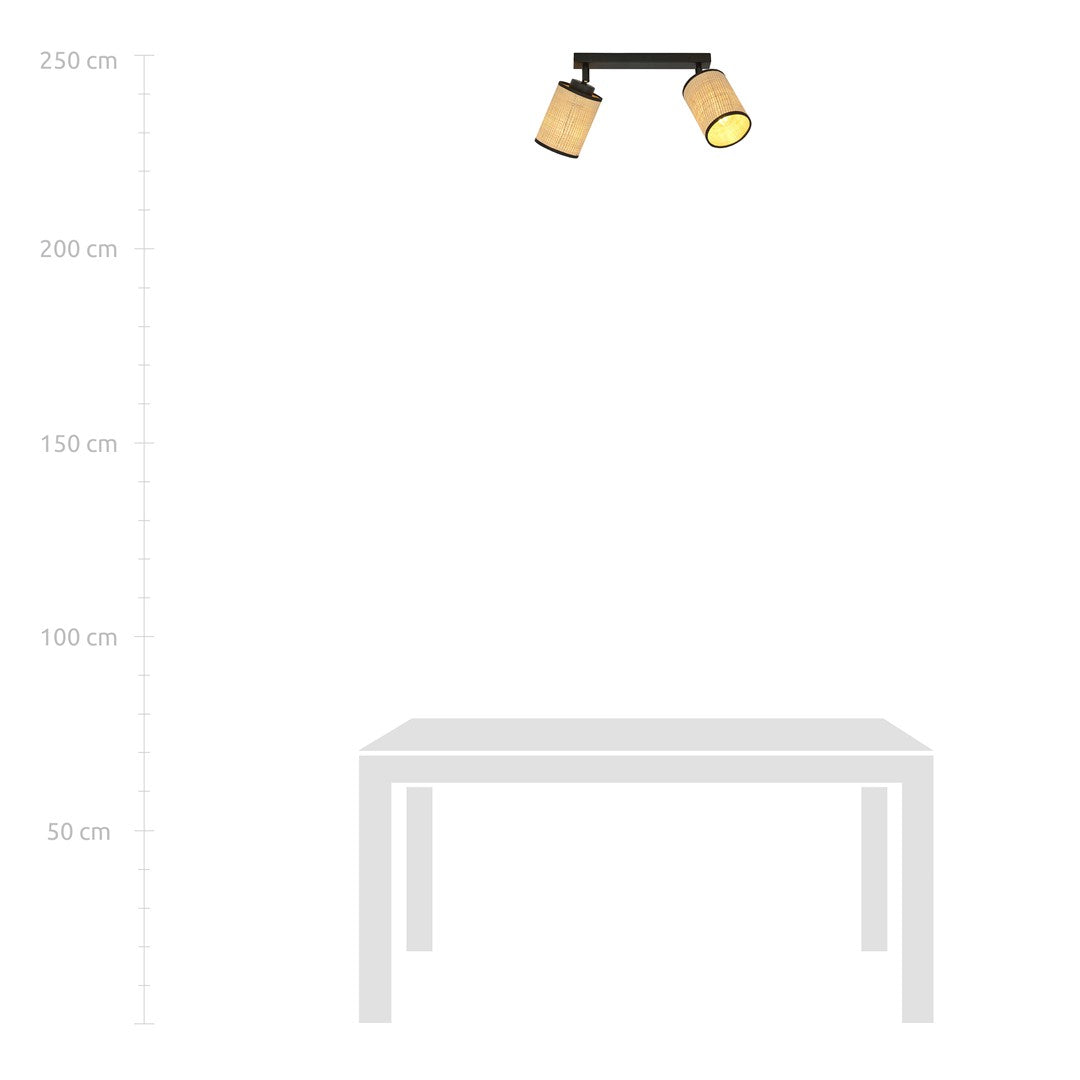 Loftlampe YOGA 2 - Sort / Rattan - Nordic Unique