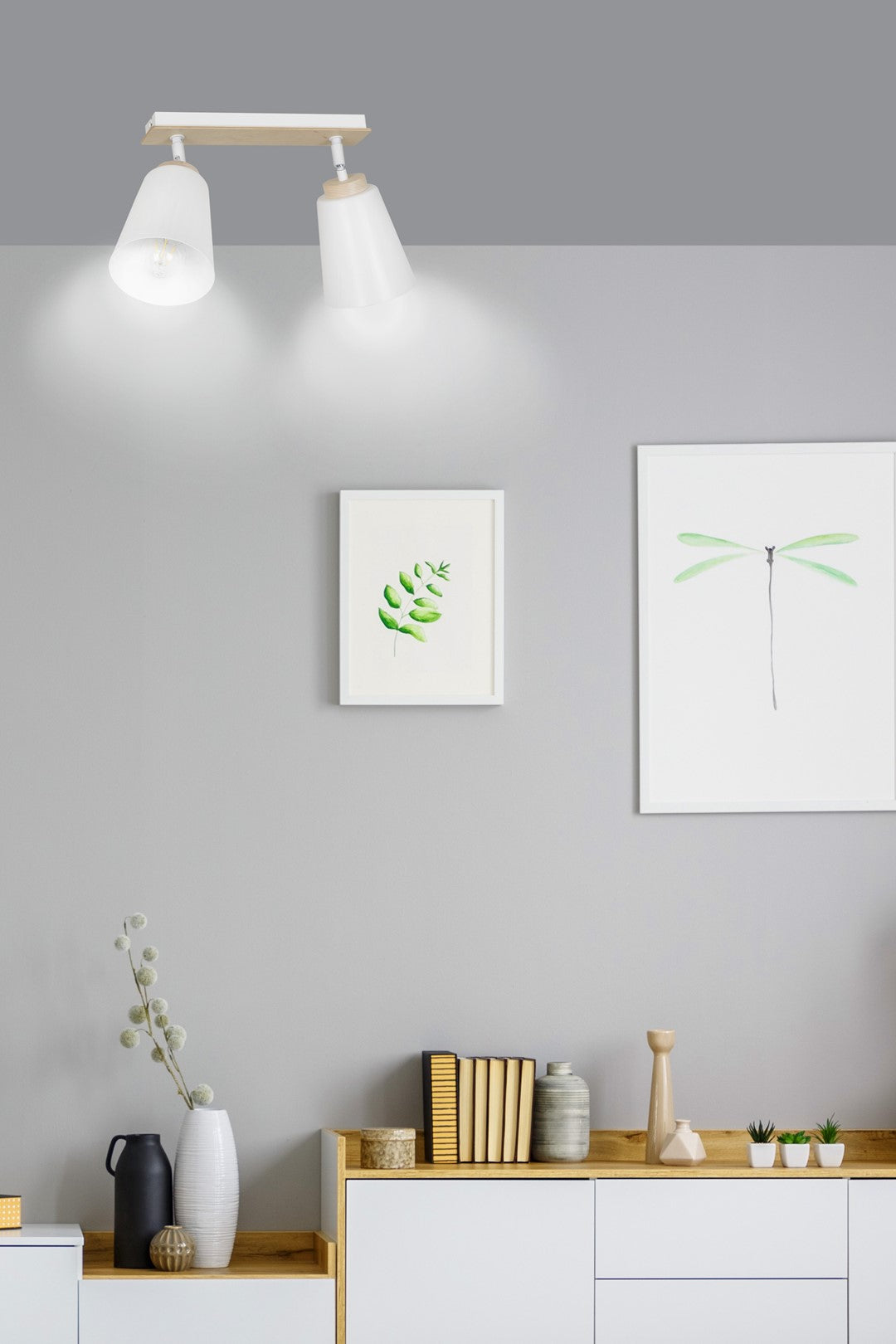 Loftlampe ATLAS 2 - Hvid / Træ - Nordic Unique