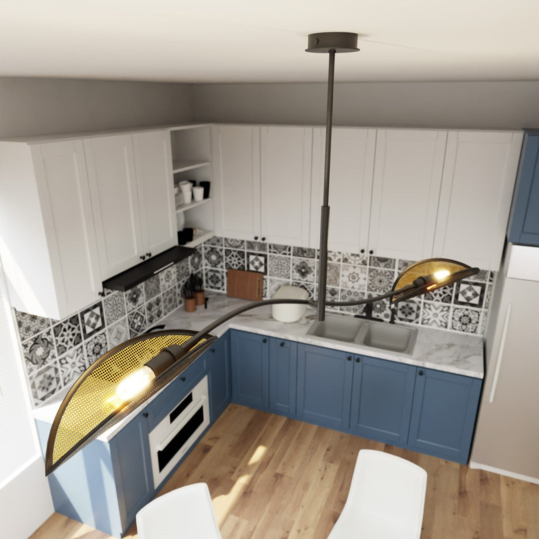 Loftlampe LOTUS 2 - Sort / Guld - Nordic Unique