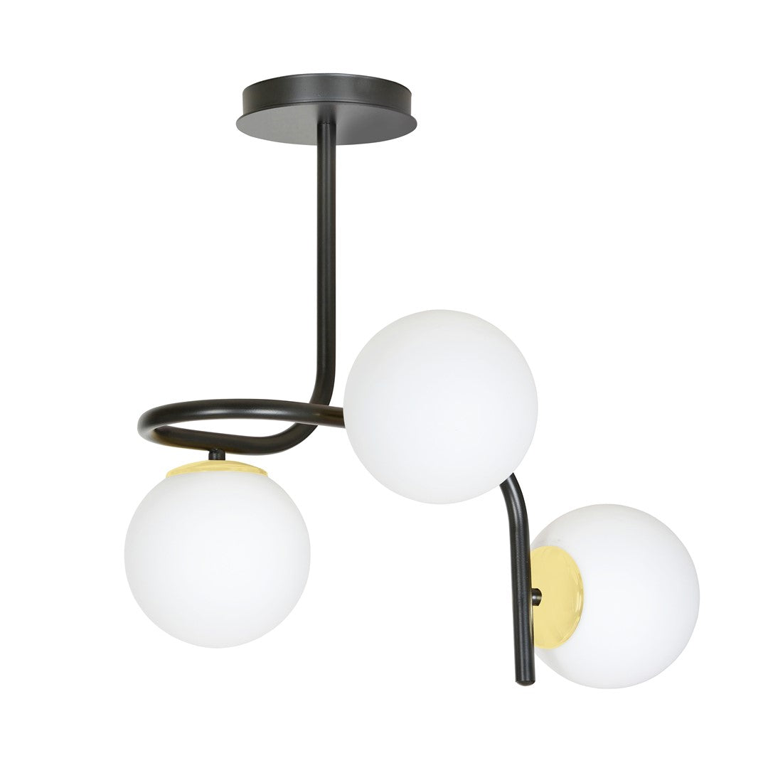 Loftlampe RAGNAR 3 - Sort / Hvid / Guld - Nordic Unique