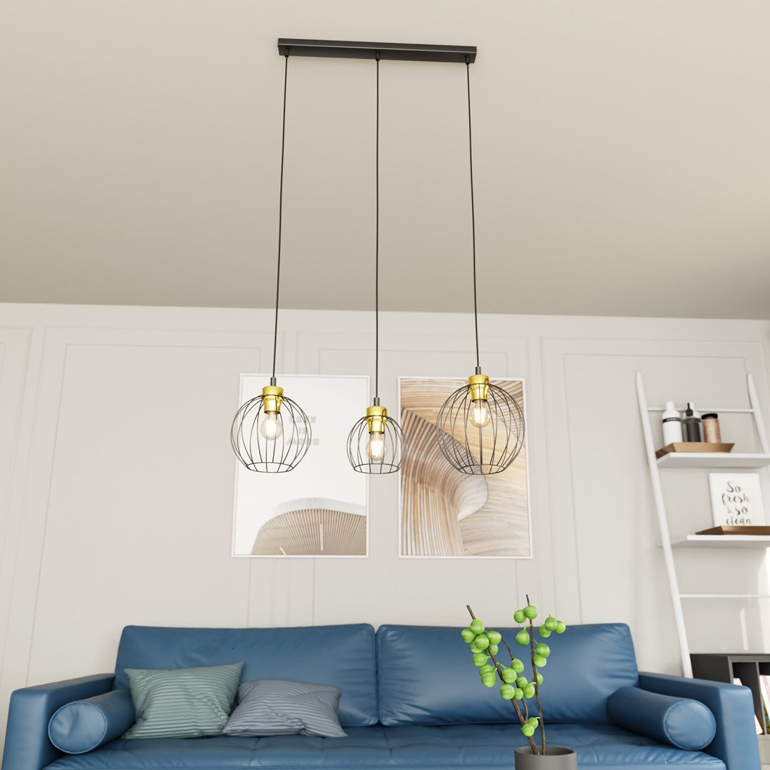 Loftlampe NANDO 3 - Sort / Guld - Nordic Unique