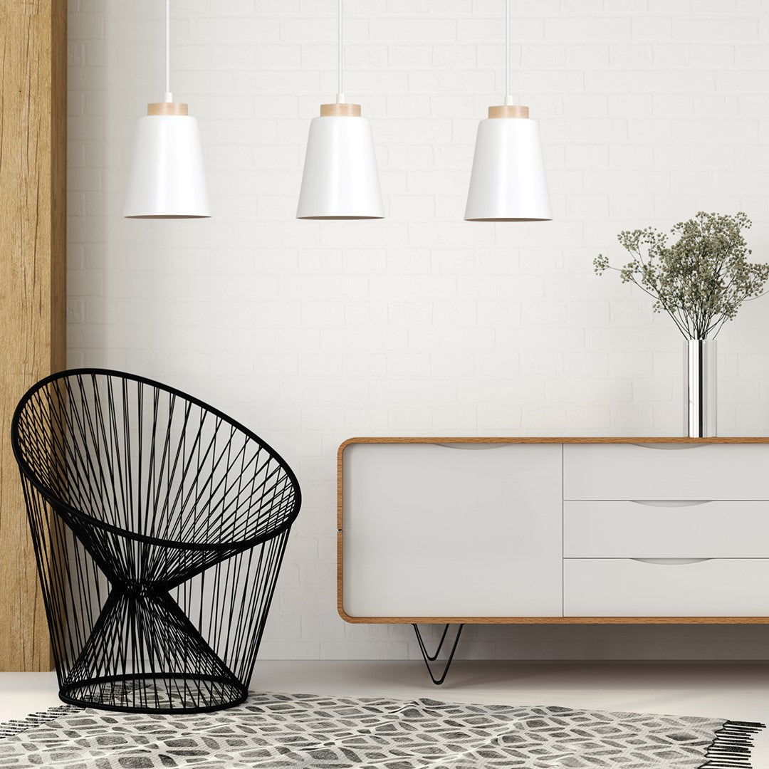 Loftlampe BOLERO 3 - Hvid / Træ - Nordic Unique