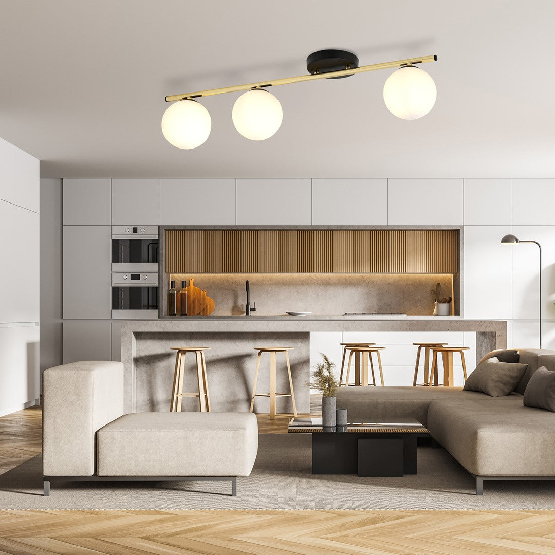 Loftlampe MONZA 3 - Sort / Hvid / Guld - Nordic Unique