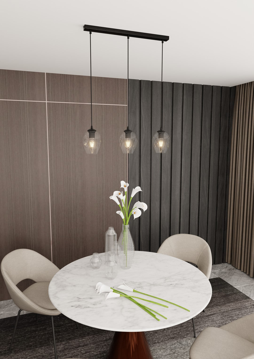 Loftlampe ISTAR 3 Gennemsigtig - Sort - Nordic Unique