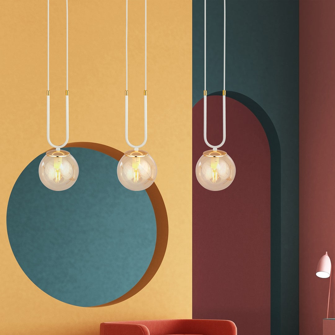 Loftlampe GLAM 3 - Hvid / Guld / Rav - Nordic Unique