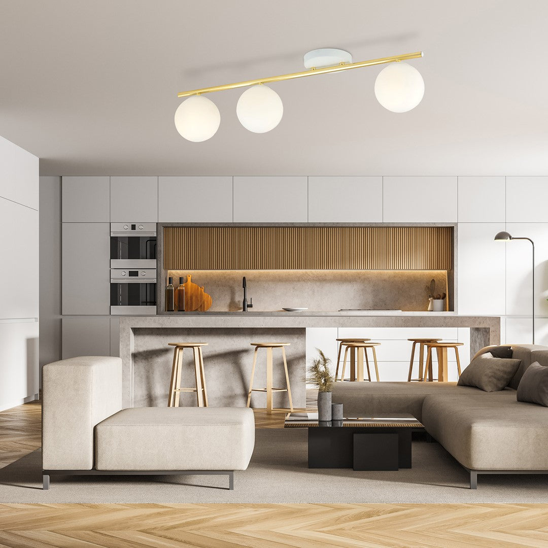 Loftlampe MONZA 3 - Hvid / Guld - Nordic Unique