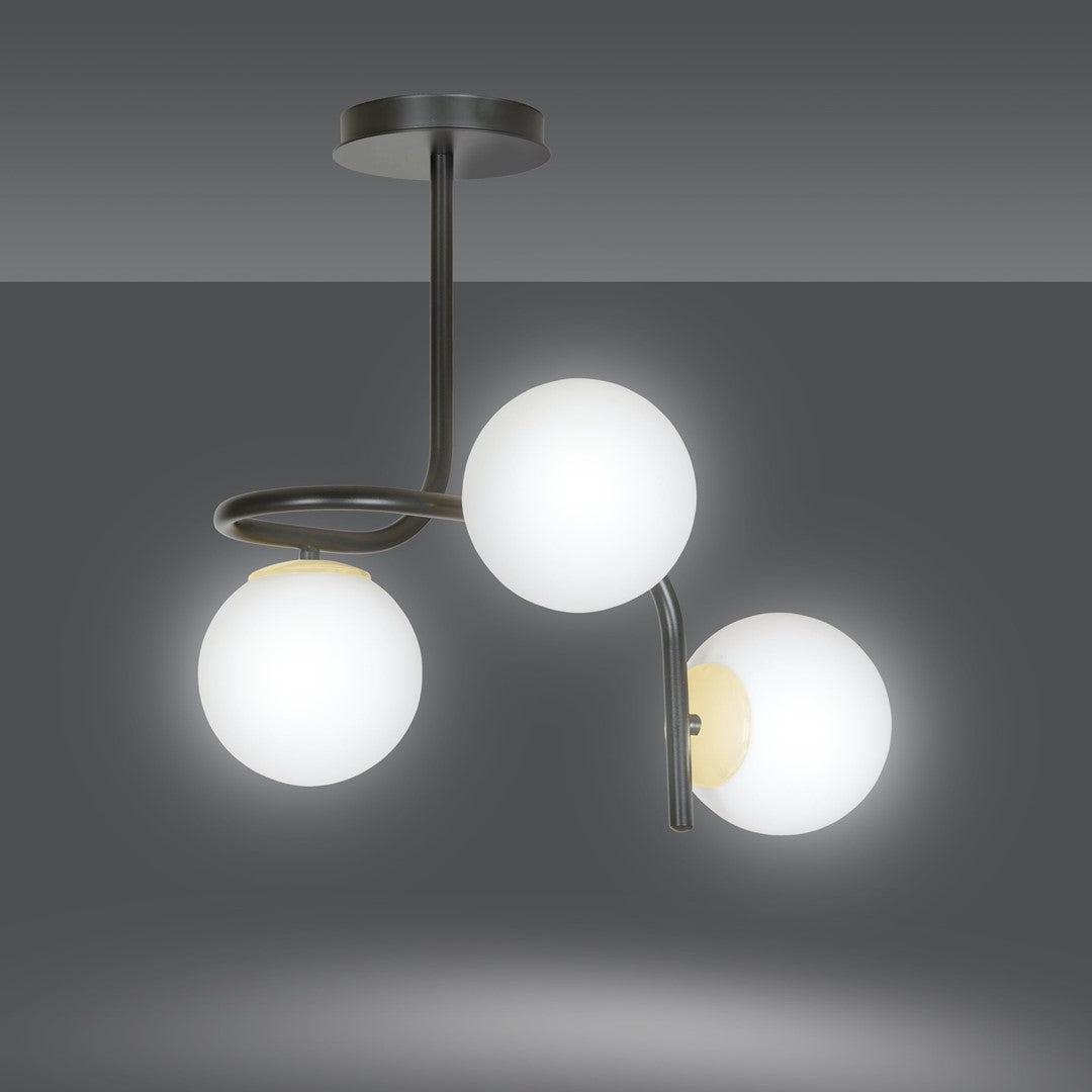 Loftlampe RAGNAR 3 - Sort / Hvid / Guld - Nordic Unique