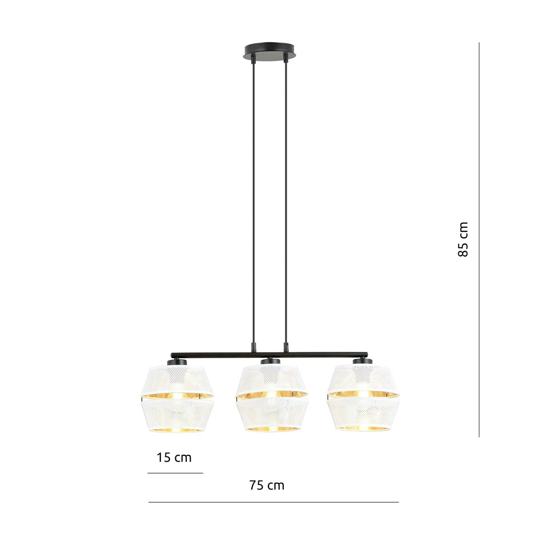 Loftlampe MALIA 3 - Sort / Hvid / Guld - Nordic Unique