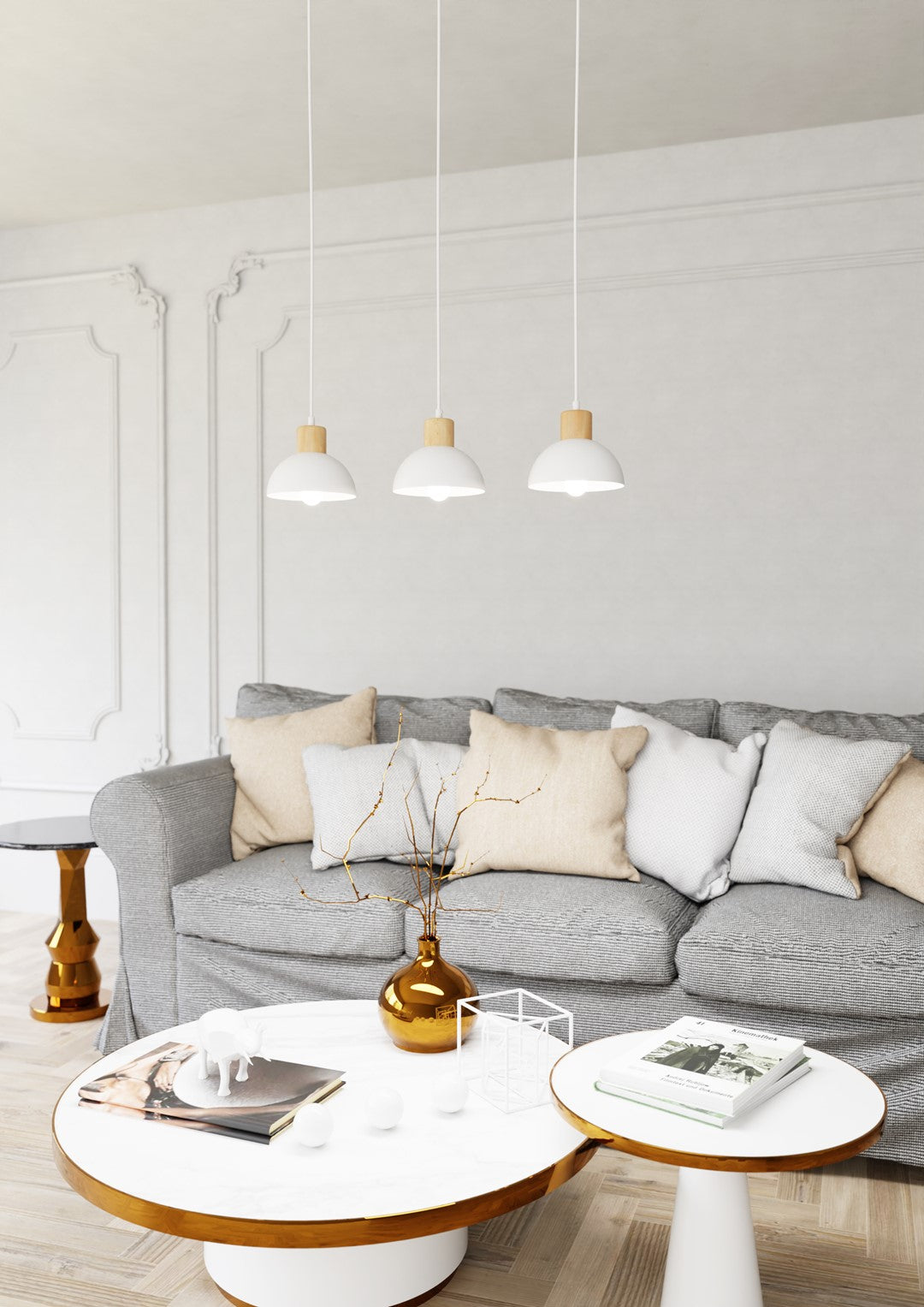 Loftlampe SECO 3 - Hvid / Træ - Nordic Unique