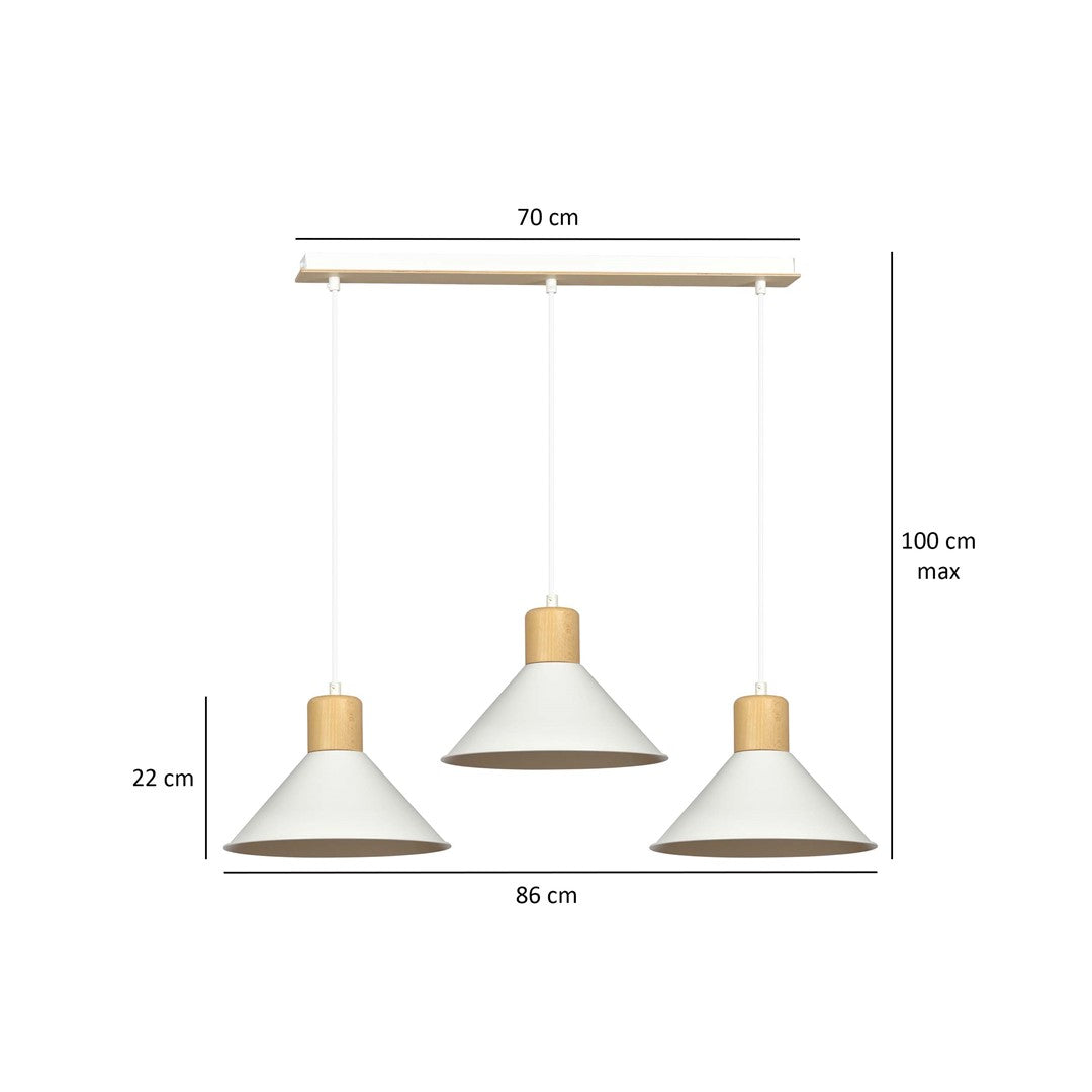 Loftlampe ROWEN 3 - Hvid / Træ - Nordic Unique