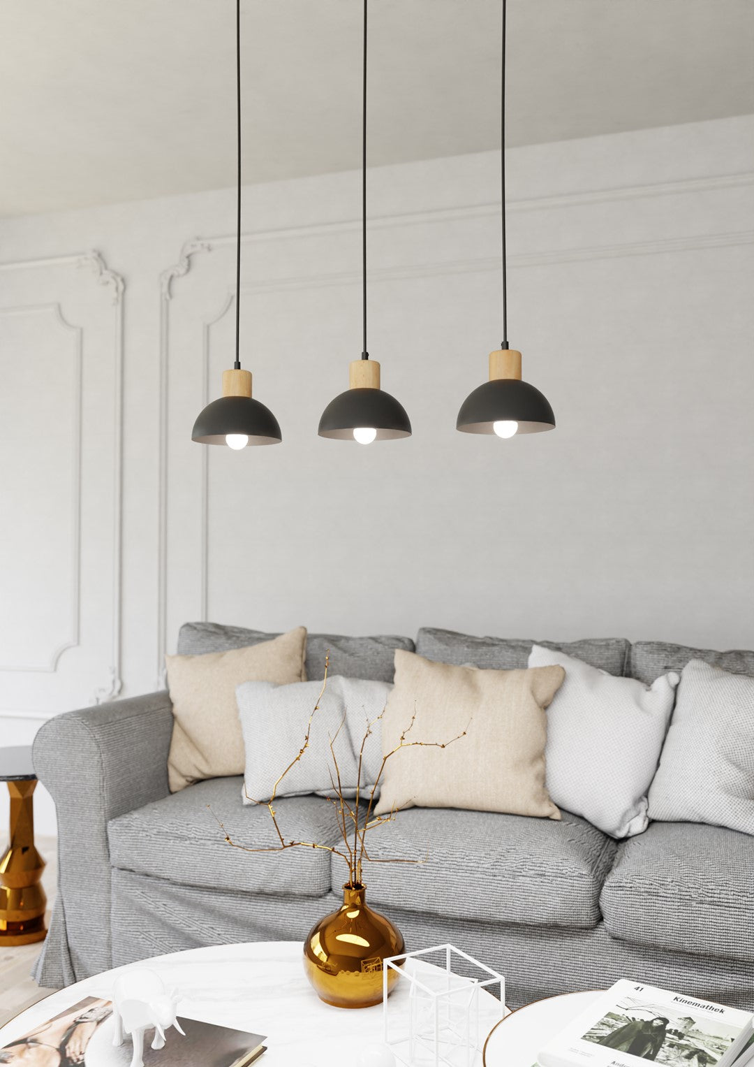 Loftlampe SECO 3 - Sort / Træ - Nordic Unique