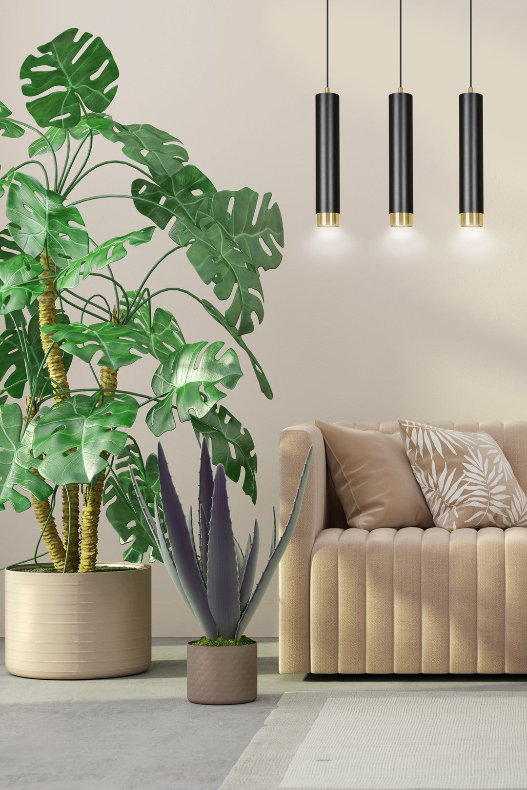 Loftlampe KIBO 3 - Sort / Guld - Nordic Unique