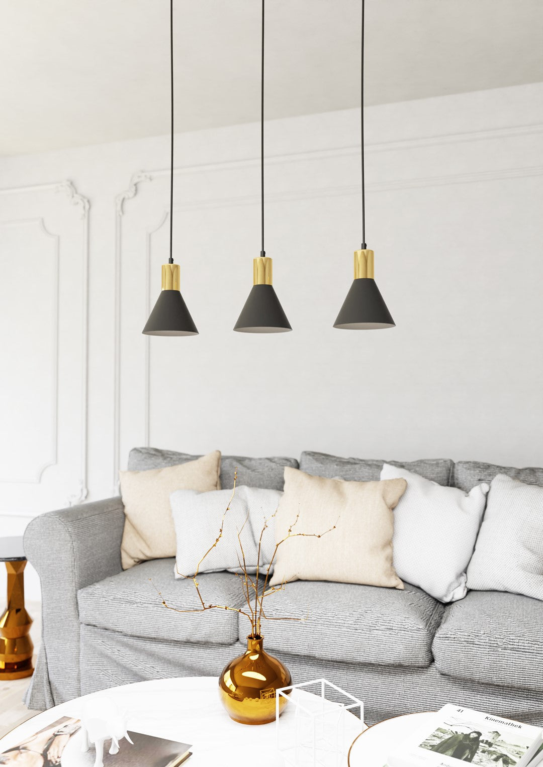 Loftlampe ROSA 3 - Sort / Guld - Nordic Unique