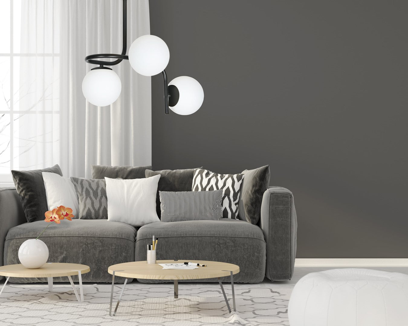 Loftlampe KALF 3 - Sort / Hvid - Nordic Unique