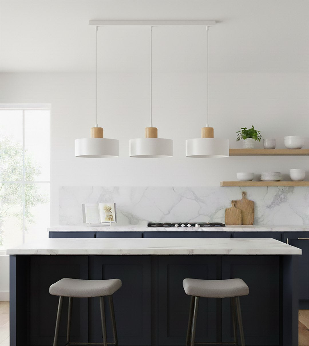 Loftlampe TORIN 3 - Hvid / Træ - Nordic Unique