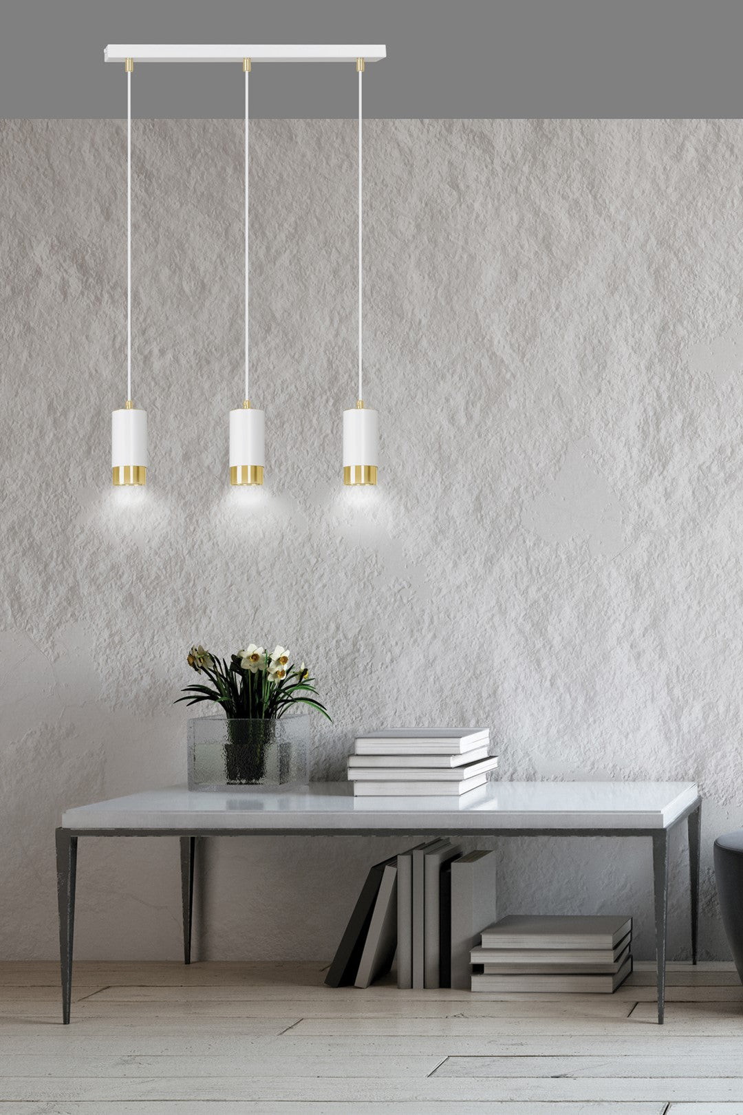Loftlampe FUMIKO 3 - Hvid / Guld - Nordic Unique
