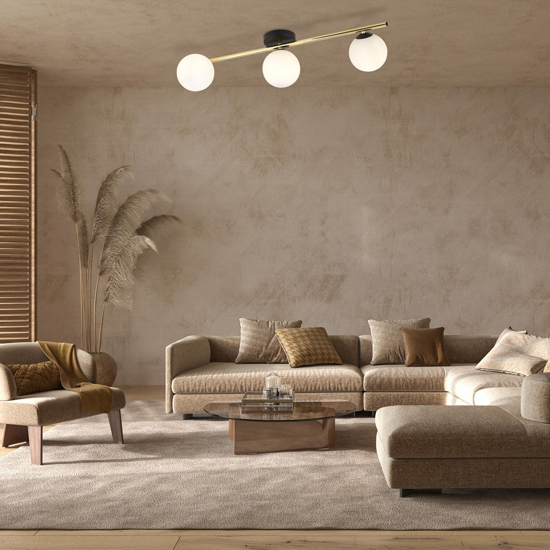 Loftlampe SPLENDI 3 - Sort / Hvid / Guld - Nordic Unique