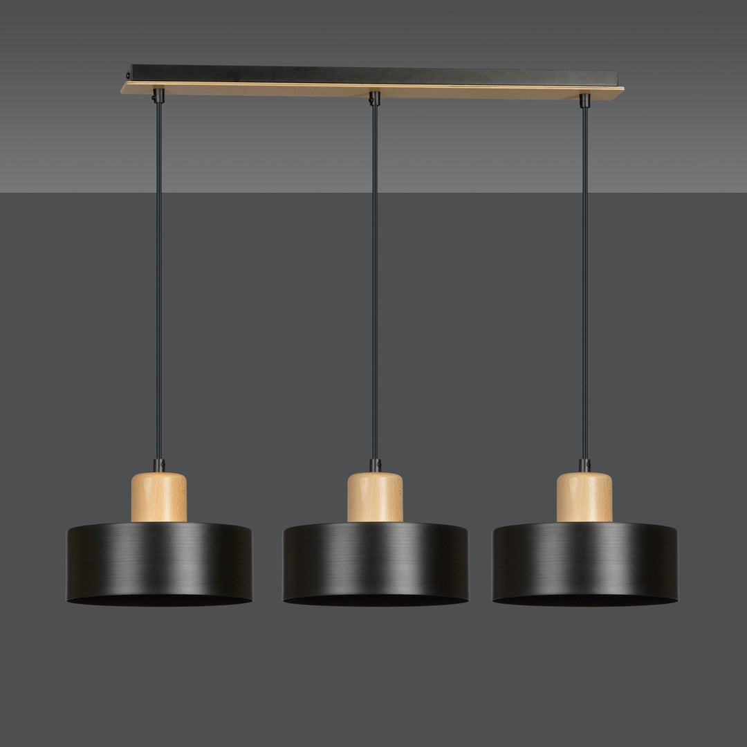 Loftlampe TORIN 3 - Sort / Træ - Nordic Unique