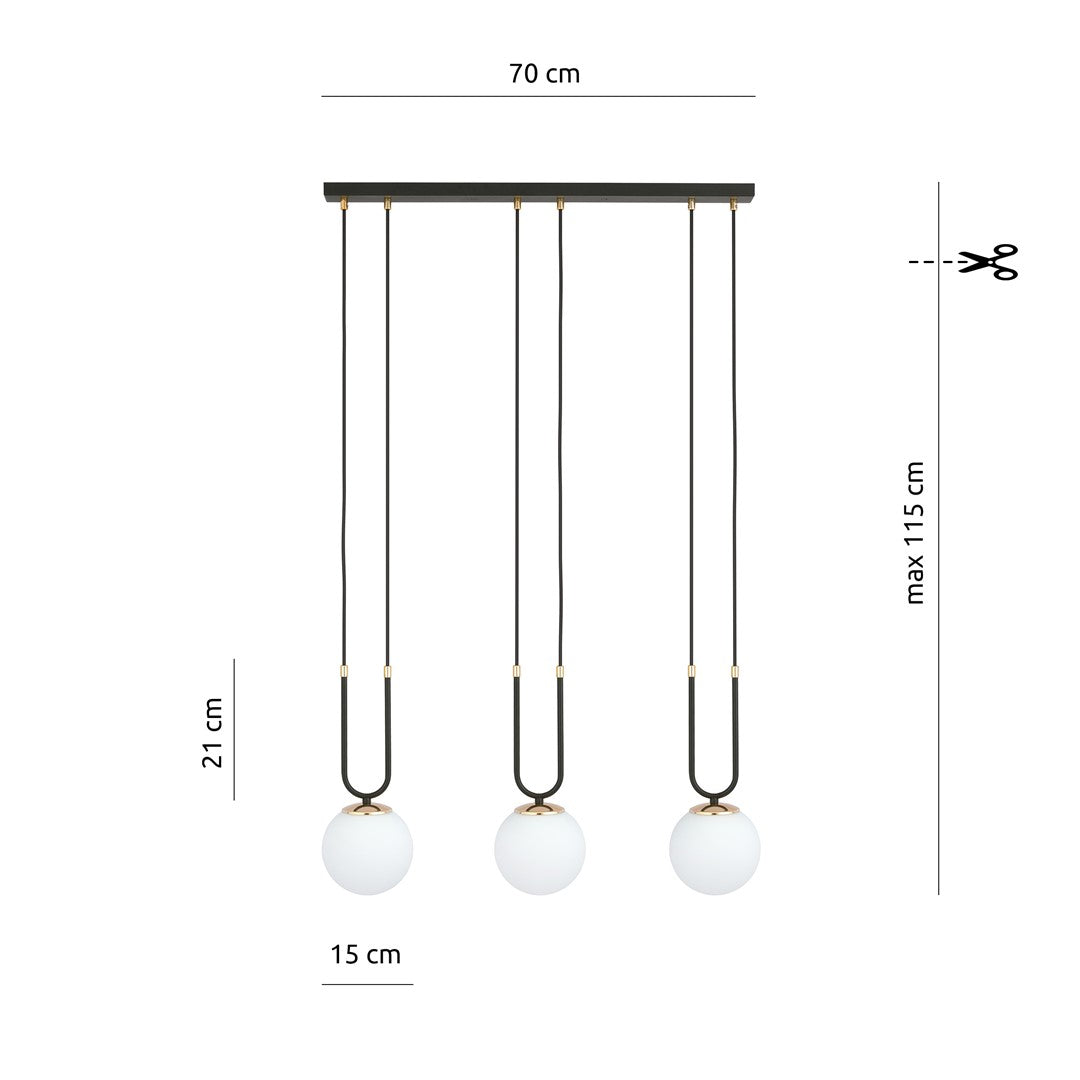 Loftlampe GLAM 3 - Sort / Hvid / Guld - Nordic Unique