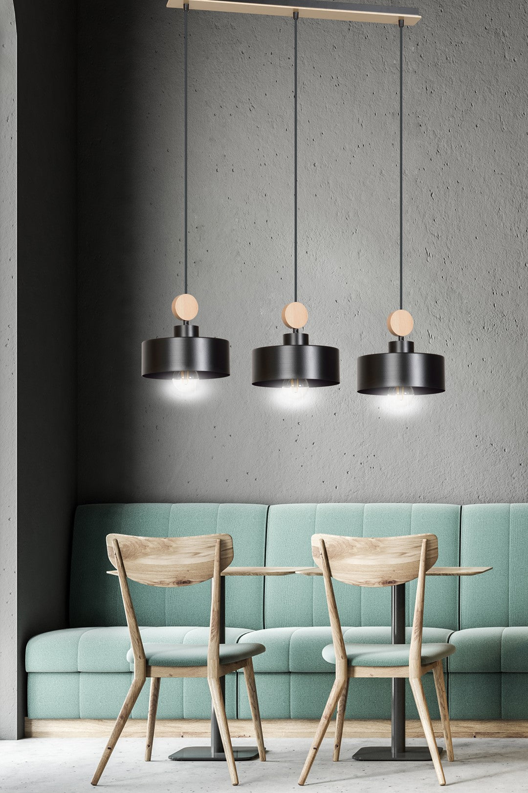 Loftlampe TUNISO 3 - Sort / Træ - Nordic Unique