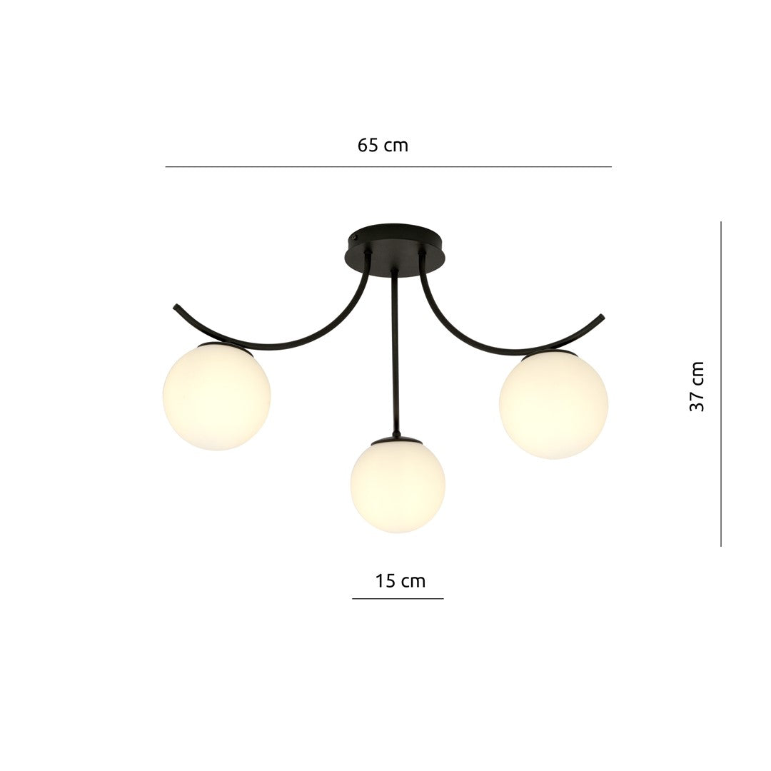 Loftlampe BOSTON 3 - Sort / Hvid - Nordic Unique