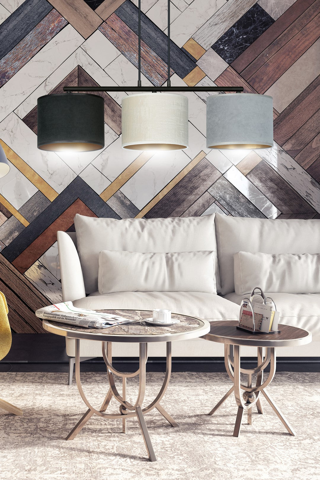 Loftlampe HILDE 3 - Sort / Hvid / Grå / Guld - Nordic Unique