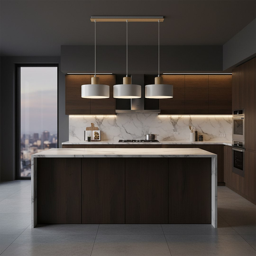 Loftlampe TORIN 3 - Hvid / Træ - Nordic Unique