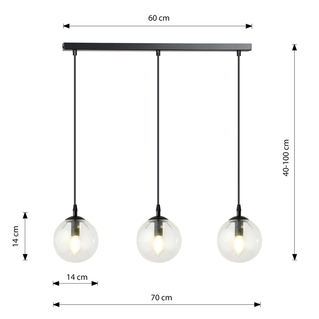 Loftlampe COSMO 3 Gennemsigtig - Sort - Nordic Unique