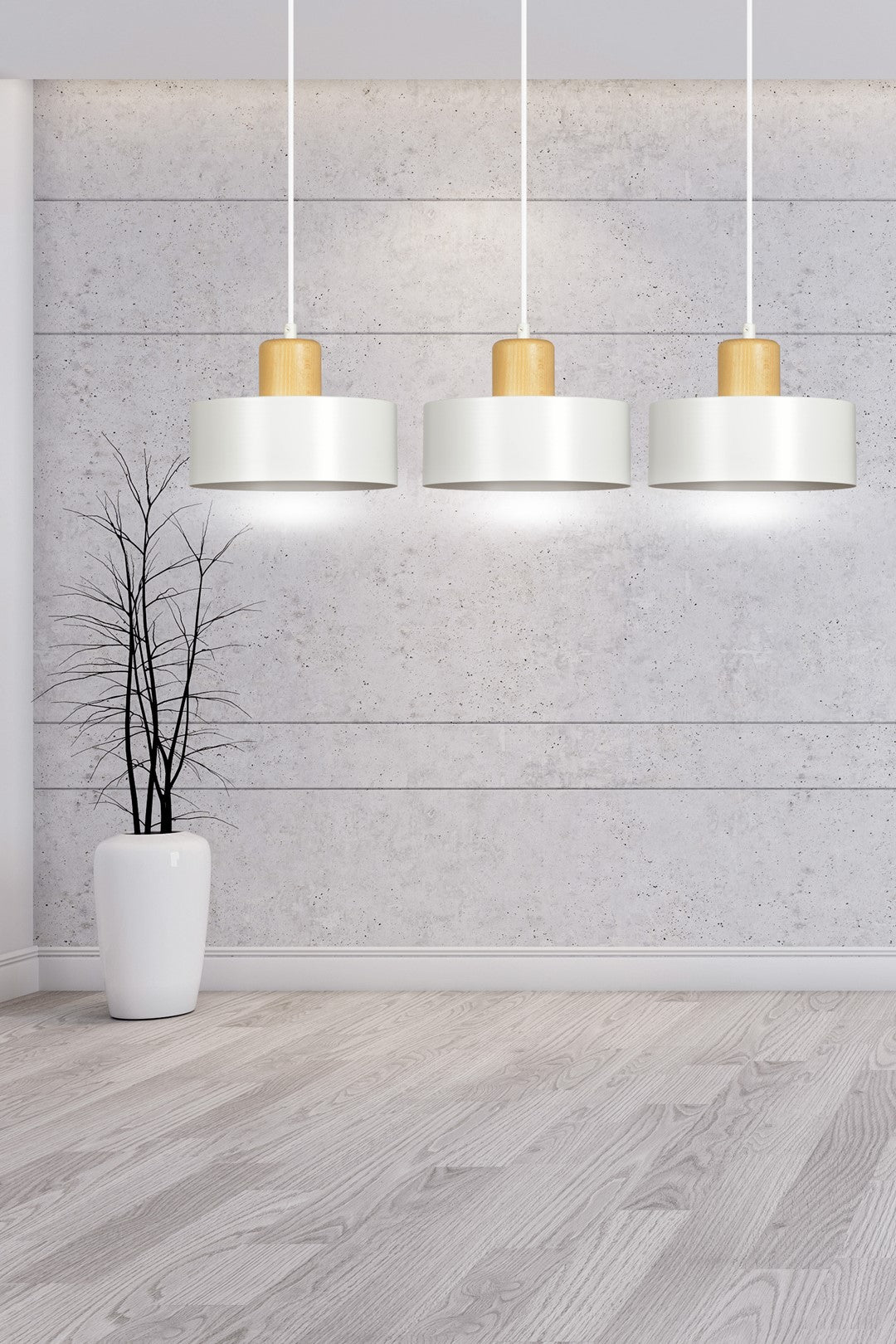 Loftlampe TORIN 3 - Hvid / Træ - Nordic Unique