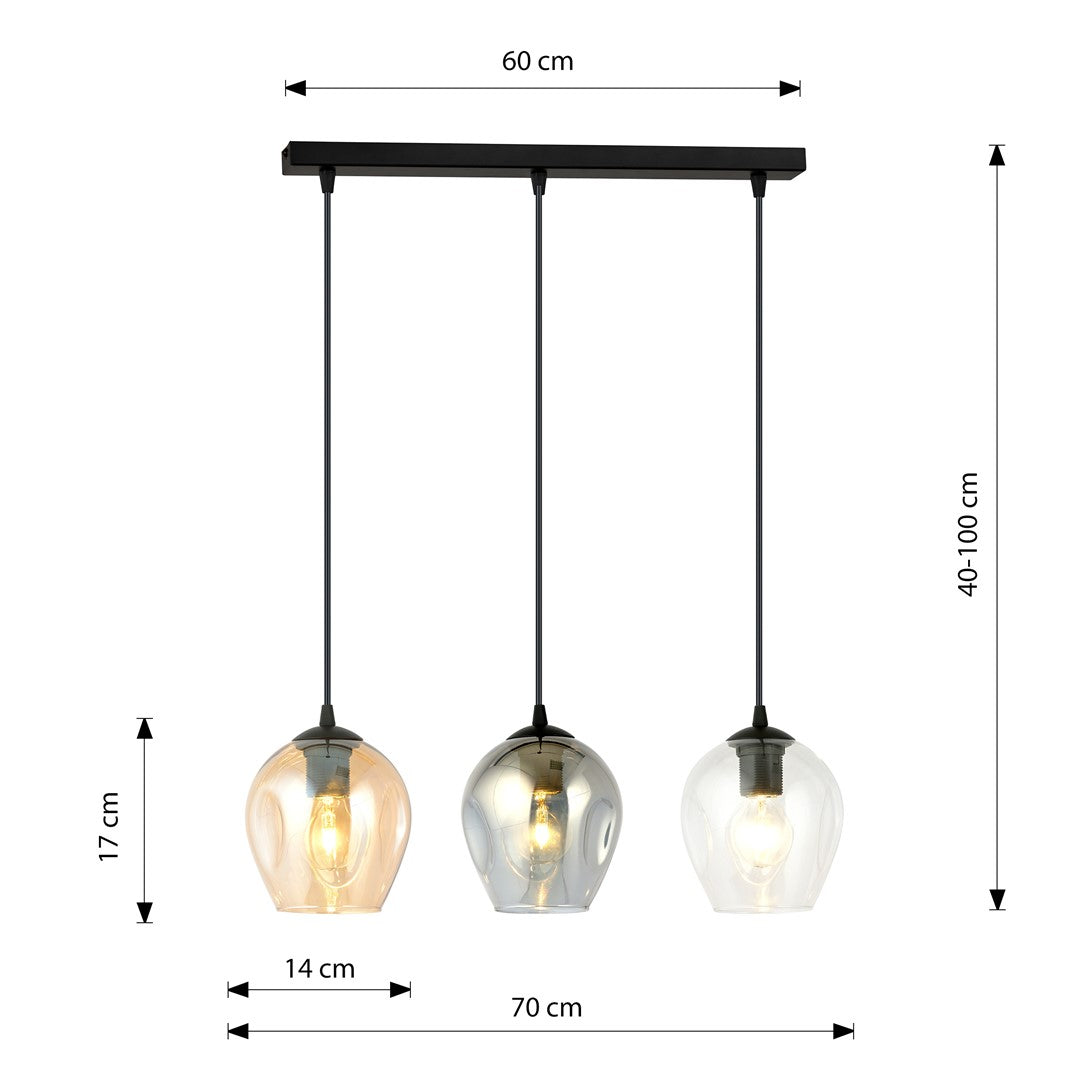 Loftlampe ISTAR 3 - Sort / Rav / Grafit - Nordic Unique