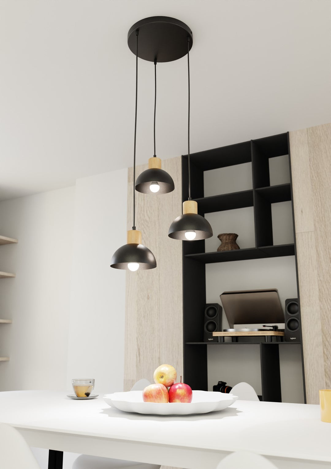 Loftlampe SECO 3 Premium - Sort / Træ - Nordic Unique