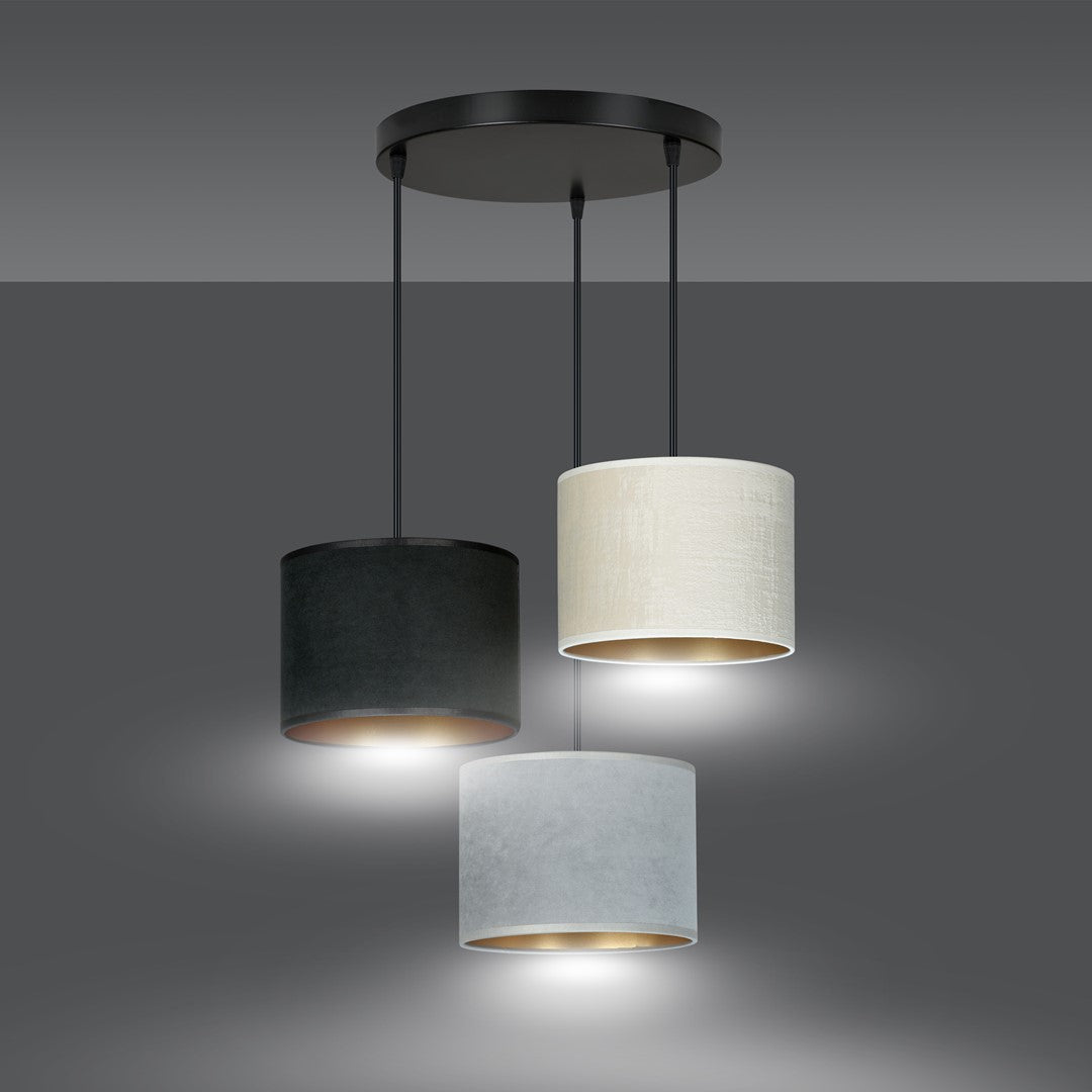 Loftlampe HILDE 3 BL Premium - Sort / Hvid / Grå / Guld - Nordic Unique
