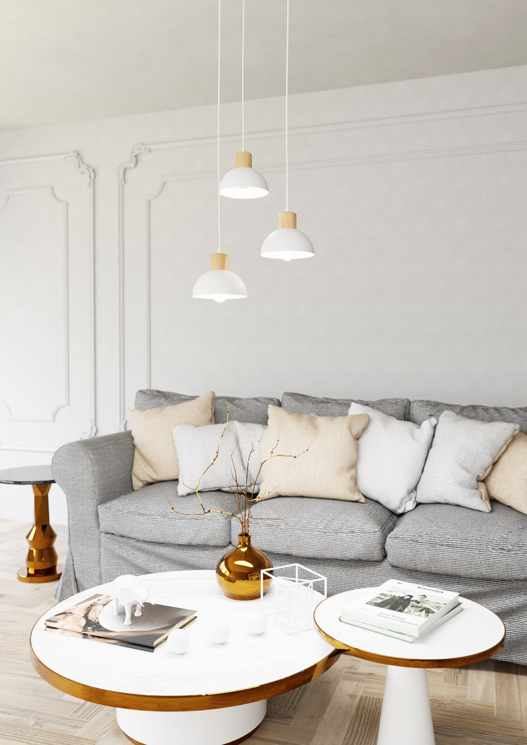 Loftlampe SECO 3 Premium - Hvid / Træ - Nordic Unique