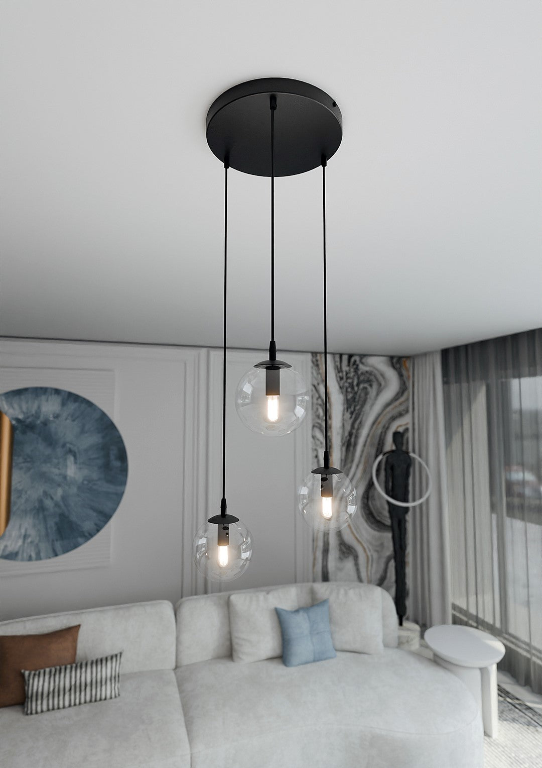 Loftlampe COSMO 3 Premium Gennemsigtig - Sort - Nordic Unique