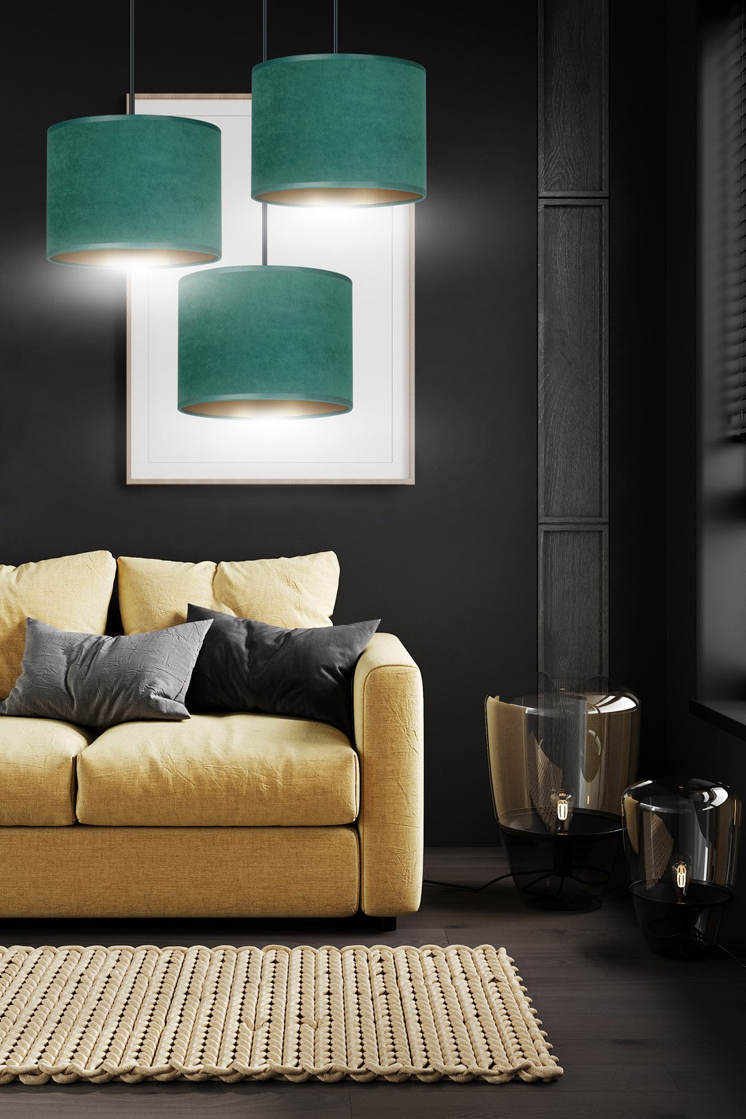 Loftlampe HILDE 3 BL Premium - Grøn / Guld / Sort - Nordic Unique