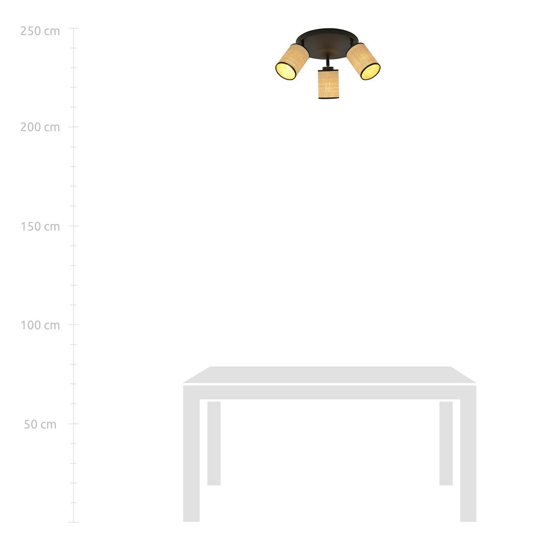 Loftlampe YOGA 3 Premium - Sort / Rattan - Nordic Unique