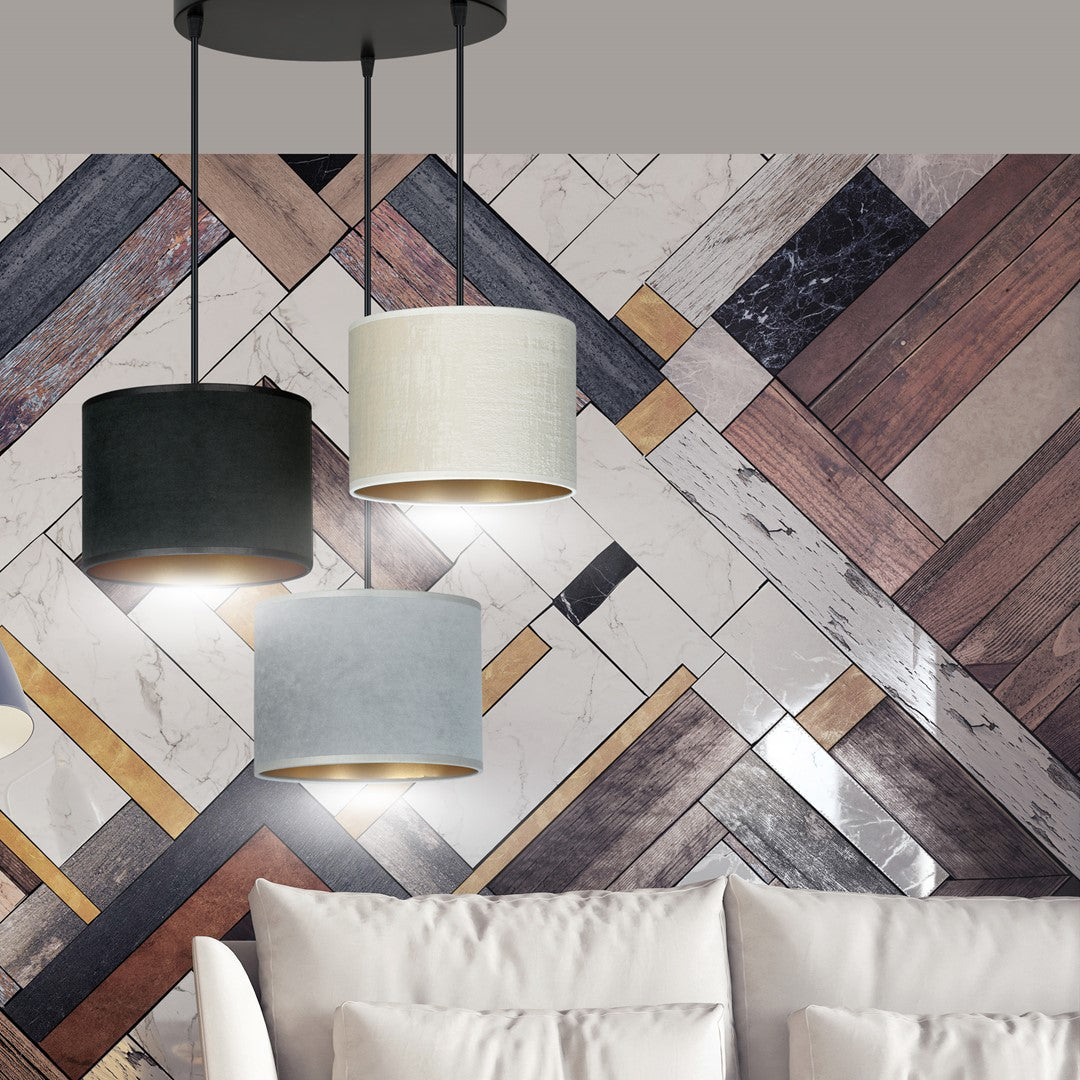 Loftlampe HILDE 3 BL Premium - Sort / Hvid / Grå / Guld - Nordic Unique