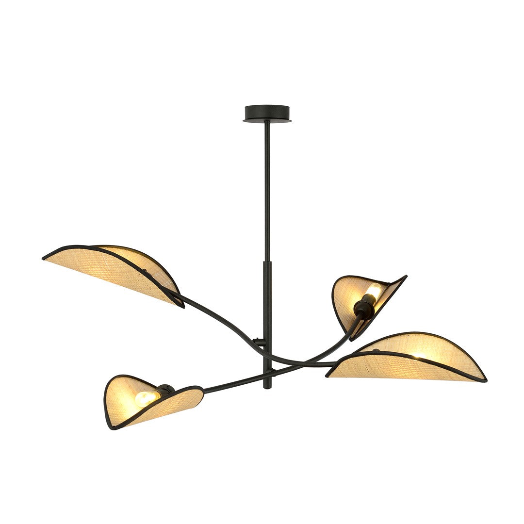 Loftlampe LOTUS 4 - Sort / Rattan - Nordic Unique