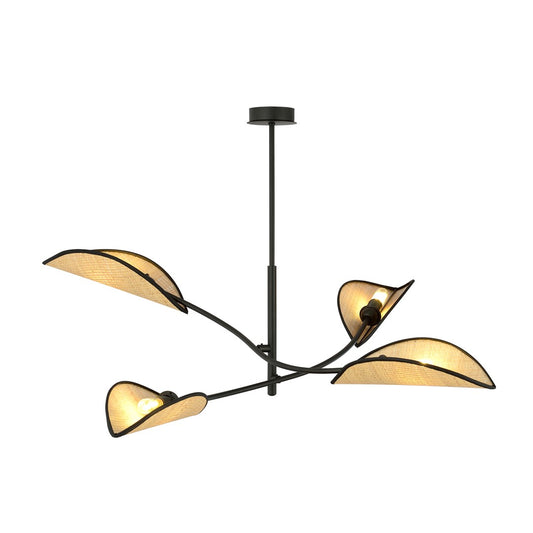 Loftlampe LOTUS 4 - Sort / Rattan - Nordic Unique