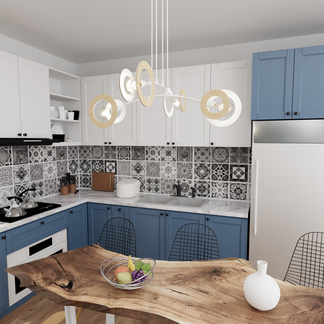 Loftlampe SKIVA 4 - Hvid / Træ - Nordic Unique