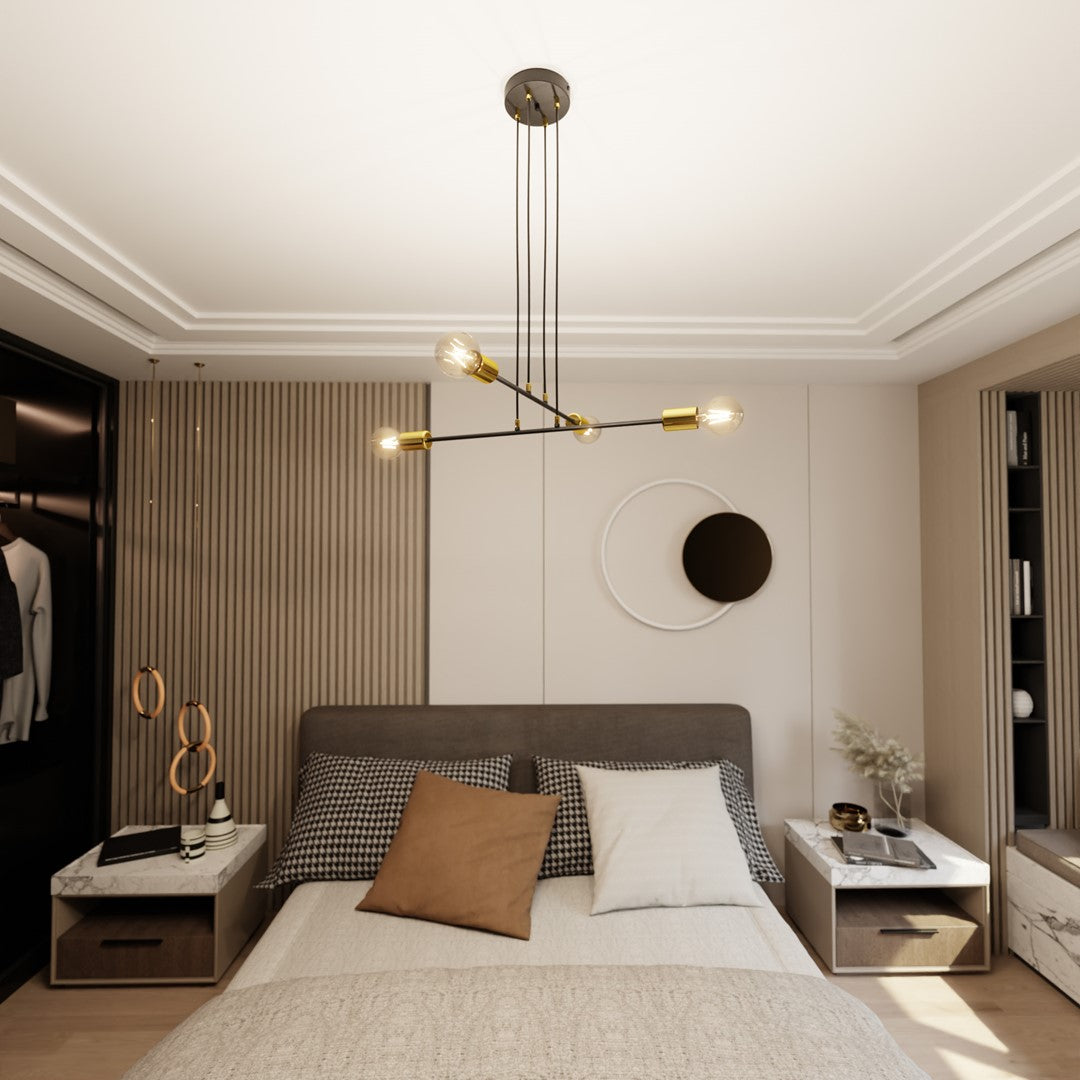 Loftlampe VESIO 4 - Sort / Guld / Rav - Nordic Unique