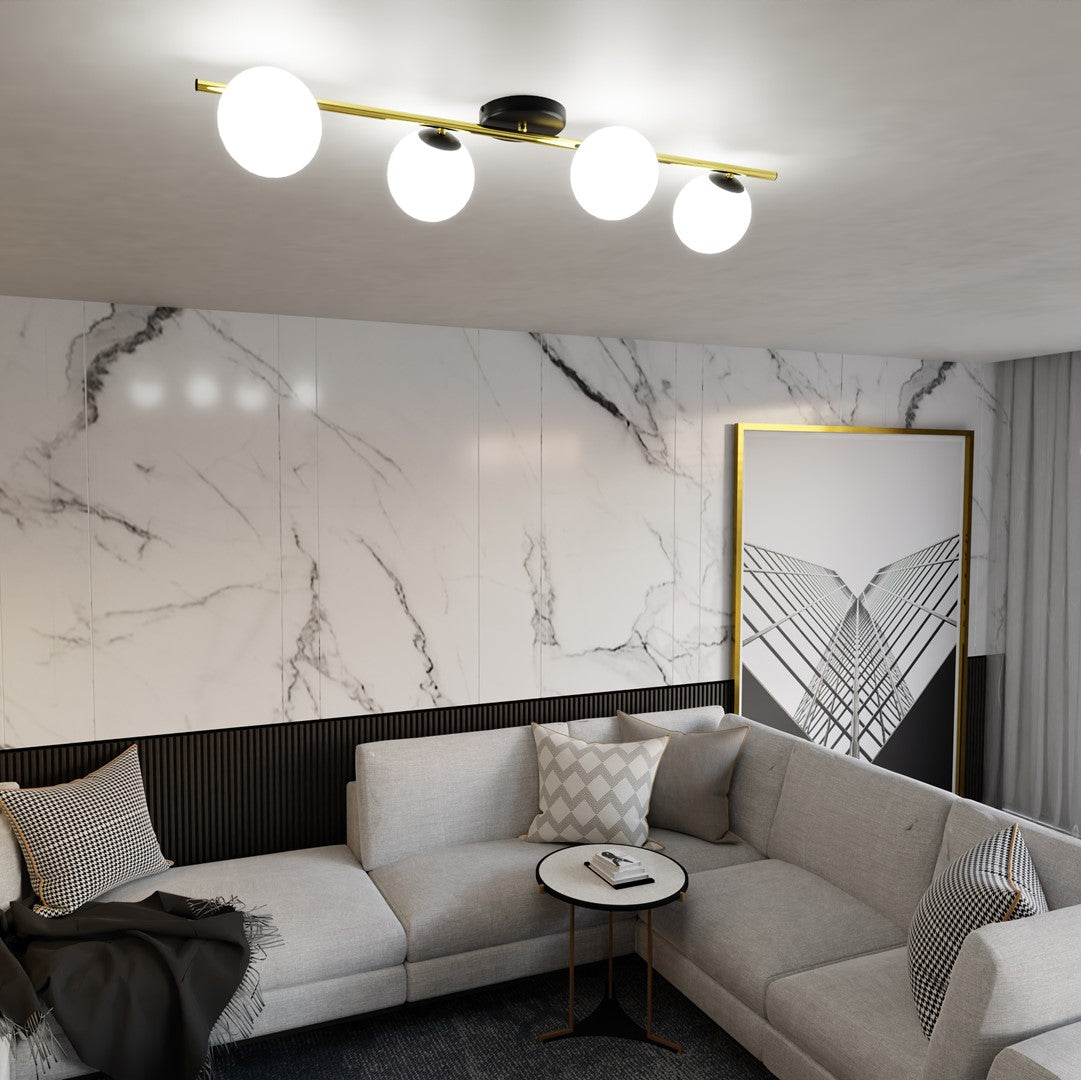 Loftlampe SPLENDI 4 - Sort / Guld / Hvid - Nordic Unique