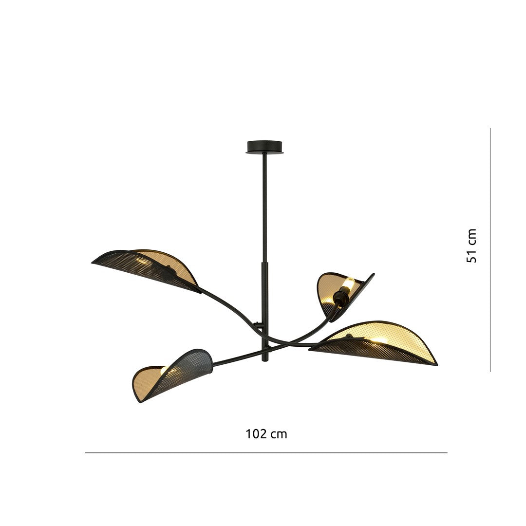 Loftlampe LOTUS 4 - Sort / Guld - Nordic Unique