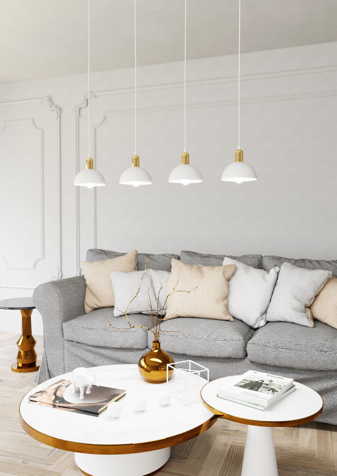 Loftlampe MOTO 4 - Hvid / Guld - Nordic Unique