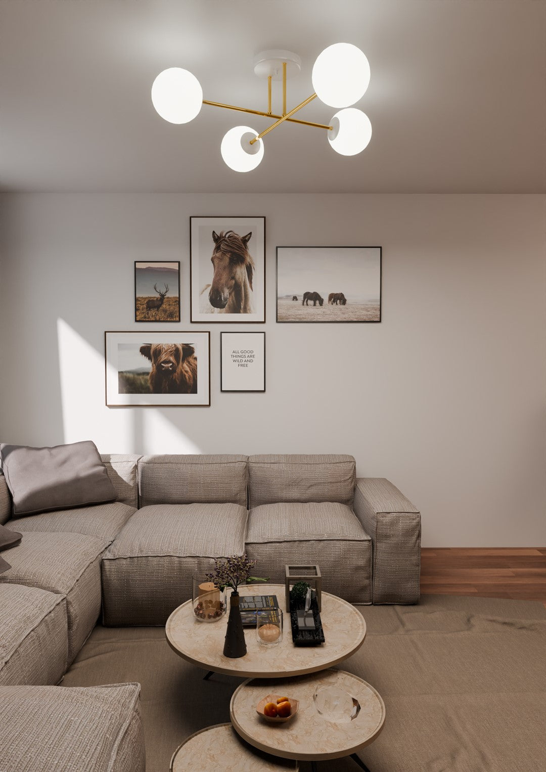 Loftlampe MAGNUM 4 - Hvid / Guld - Nordic Unique