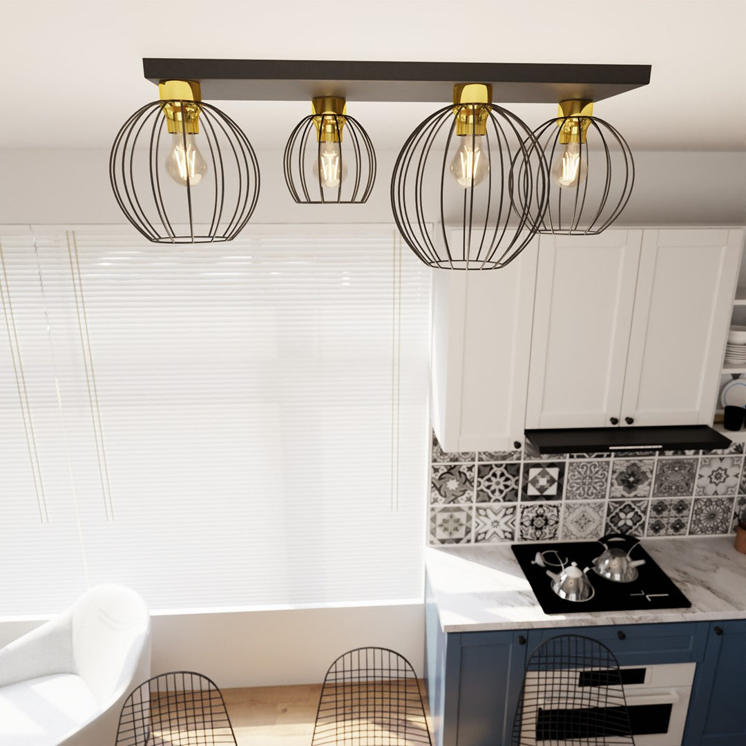 Loftlampe NEST 4 - Sort / Guld - Nordic Unique