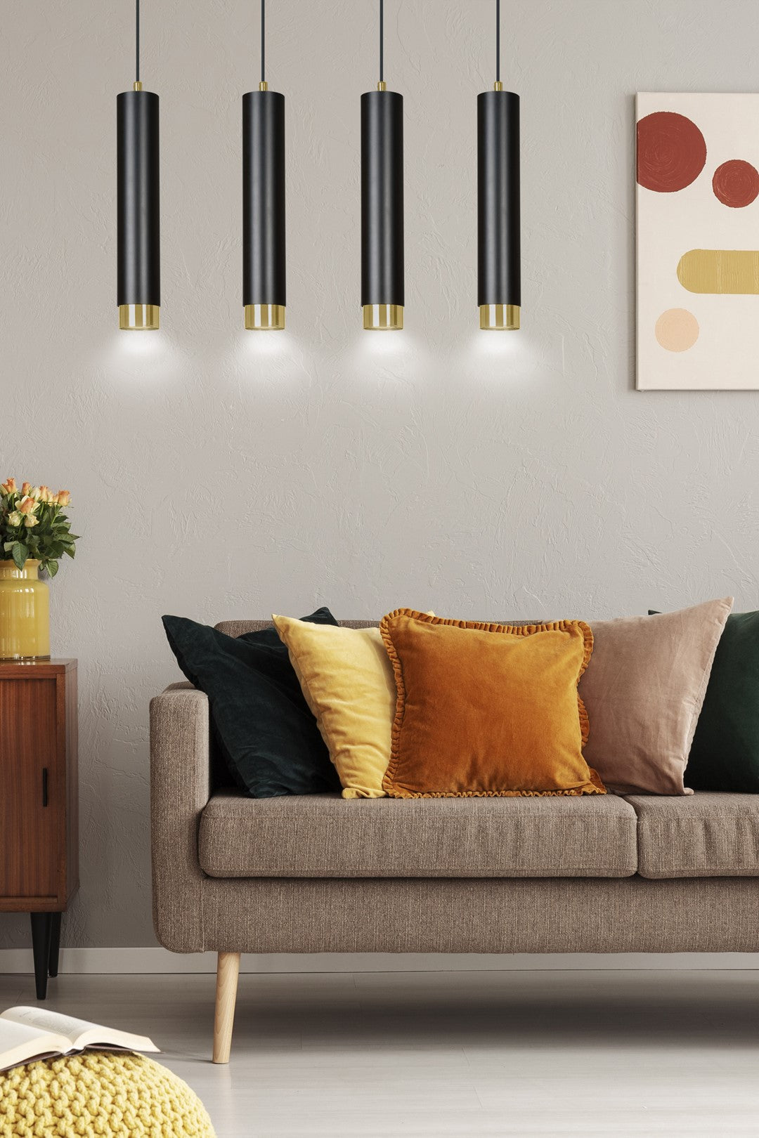 Loftlampe KIBO 4 - Sort / Guld - Nordic Unique