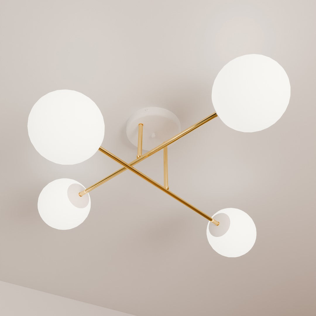 Loftlampe MAGNUM 4 - Hvid / Guld - Nordic Unique